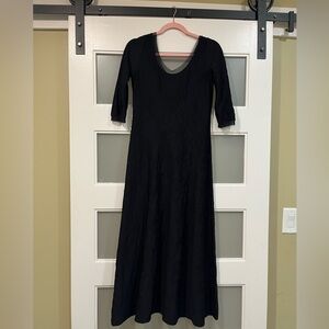 Fuzzi Jean Paul Gaultier Elegant Black Maxi Dress lace/mesh combination S boho